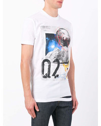 weißes bedrucktes T-Shirt mit einem Rundhalsausschnitt von DSQUARED2