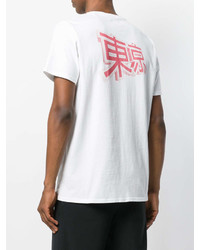 weißes bedrucktes T-Shirt mit einem Rundhalsausschnitt von Edwin