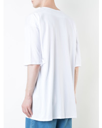 weißes bedrucktes T-Shirt mit einem Rundhalsausschnitt von Strateas Carlucci