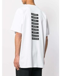 weißes bedrucktes T-Shirt mit einem Rundhalsausschnitt von Raf Simons