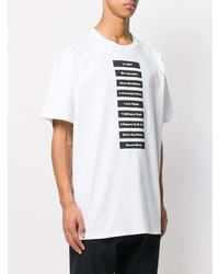 weißes bedrucktes T-Shirt mit einem Rundhalsausschnitt von Raf Simons