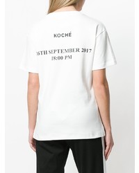 weißes bedrucktes T-Shirt mit einem Rundhalsausschnitt von Koché