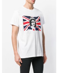 weißes bedrucktes T-Shirt mit einem Rundhalsausschnitt von Boy London