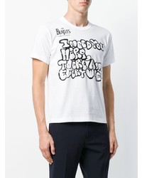 weißes bedrucktes T-Shirt mit einem Rundhalsausschnitt von The Beatles X Comme Des Garçons