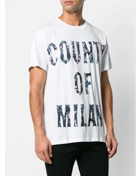 weißes bedrucktes T-Shirt mit einem Rundhalsausschnitt von Marcelo Burlon County of Milan