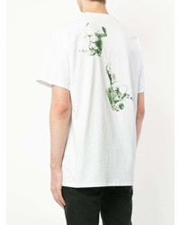 weißes bedrucktes T-Shirt mit einem Rundhalsausschnitt von Raf Simons