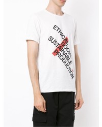 weißes bedrucktes T-Shirt mit einem Rundhalsausschnitt von OSKLEN