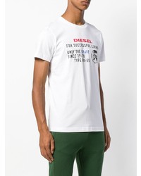 weißes bedrucktes T-Shirt mit einem Rundhalsausschnitt von Diesel