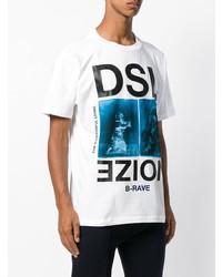 weißes bedrucktes T-Shirt mit einem Rundhalsausschnitt von Diesel