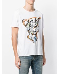 weißes bedrucktes T-Shirt mit einem Rundhalsausschnitt von Just Cavalli