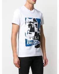 weißes bedrucktes T-Shirt mit einem Rundhalsausschnitt von Burberry