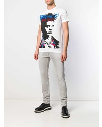 weißes bedrucktes T-Shirt mit einem Rundhalsausschnitt von DSQUARED2