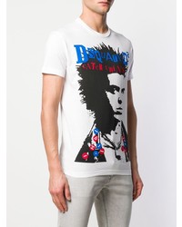 weißes bedrucktes T-Shirt mit einem Rundhalsausschnitt von DSQUARED2