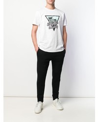 weißes bedrucktes T-Shirt mit einem Rundhalsausschnitt von Karl Lagerfeld