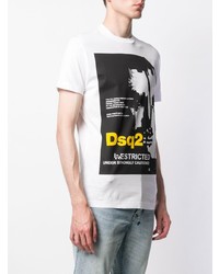 weißes bedrucktes T-Shirt mit einem Rundhalsausschnitt von DSQUARED2