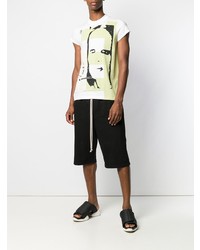 weißes bedrucktes T-Shirt mit einem Rundhalsausschnitt von Rick Owens DRKSHDW