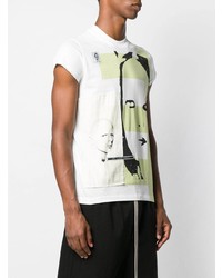 weißes bedrucktes T-Shirt mit einem Rundhalsausschnitt von Rick Owens DRKSHDW