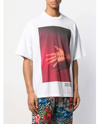 weißes bedrucktes T-Shirt mit einem Rundhalsausschnitt von VERSACE JEANS COUTURE