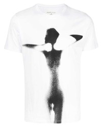 weißes bedrucktes T-Shirt mit einem Rundhalsausschnitt von Private Stock