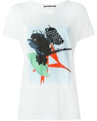weißes bedrucktes T-Shirt mit einem Rundhalsausschnitt von Proenza Schouler