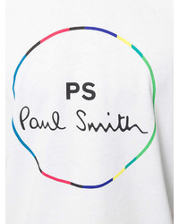 weißes bedrucktes T-Shirt mit einem Rundhalsausschnitt von Paul Smith