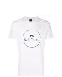 weißes bedrucktes T-Shirt mit einem Rundhalsausschnitt von Ps By Paul Smith