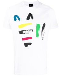 weißes bedrucktes T-Shirt mit einem Rundhalsausschnitt von PS Paul Smith