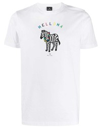 weißes bedrucktes T-Shirt mit einem Rundhalsausschnitt von PS Paul Smith