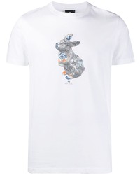 weißes bedrucktes T-Shirt mit einem Rundhalsausschnitt von PS Paul Smith