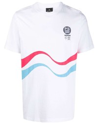weißes bedrucktes T-Shirt mit einem Rundhalsausschnitt von PS Paul Smith