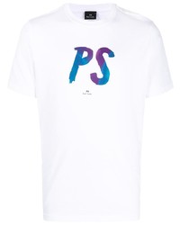 weißes bedrucktes T-Shirt mit einem Rundhalsausschnitt von PS Paul Smith