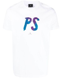 weißes bedrucktes T-Shirt mit einem Rundhalsausschnitt von PS Paul Smith