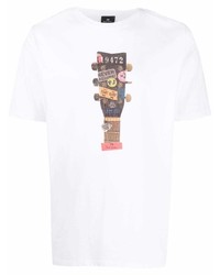 weißes bedrucktes T-Shirt mit einem Rundhalsausschnitt von PS Paul Smith