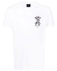 weißes bedrucktes T-Shirt mit einem Rundhalsausschnitt von PS Paul Smith