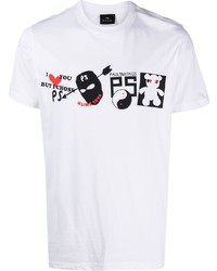 weißes bedrucktes T-Shirt mit einem Rundhalsausschnitt von PS Paul Smith