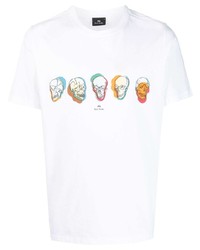 weißes bedrucktes T-Shirt mit einem Rundhalsausschnitt von PS Paul Smith