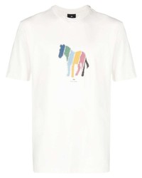 weißes bedrucktes T-Shirt mit einem Rundhalsausschnitt von PS Paul Smith