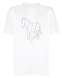 weißes bedrucktes T-Shirt mit einem Rundhalsausschnitt von PS Paul Smith