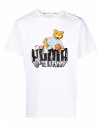 weißes bedrucktes T-Shirt mit einem Rundhalsausschnitt von Puma