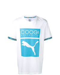 weißes bedrucktes T-Shirt mit einem Rundhalsausschnitt von Puma
