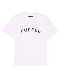 weißes bedrucktes T-Shirt mit einem Rundhalsausschnitt von purple brand