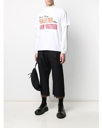 weißes bedrucktes T-Shirt mit einem Rundhalsausschnitt von Sacai