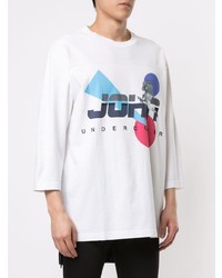 weißes bedrucktes T-Shirt mit einem Rundhalsausschnitt von JohnUNDERCOVE