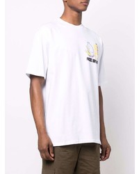 weißes bedrucktes T-Shirt mit einem Rundhalsausschnitt von PAS DE ME