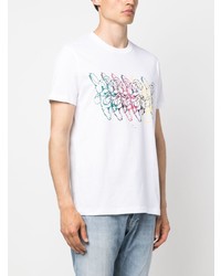 weißes bedrucktes T-Shirt mit einem Rundhalsausschnitt von PS Paul Smith