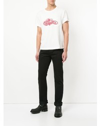 weißes bedrucktes T-Shirt mit einem Rundhalsausschnitt von Addict Clothes Japan