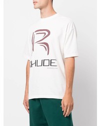 weißes bedrucktes T-Shirt mit einem Rundhalsausschnitt von Rhude