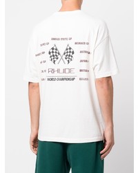 weißes bedrucktes T-Shirt mit einem Rundhalsausschnitt von Rhude