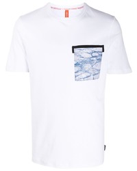 weißes bedrucktes T-Shirt mit einem Rundhalsausschnitt von Raeburn