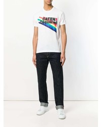 weißes bedrucktes T-Shirt mit einem Rundhalsausschnitt von DSQUARED2